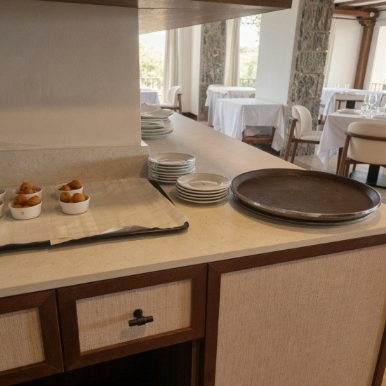 Dekton Nebbia kitchen worktop installation at Parador Gibralfaro Málaga by Encimeras Málaga