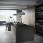 Isla y cocina moderna de porcelánico Dekton Bromo ultracompact