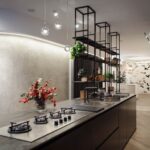 Cocina e isla tradicional de porcelánico Dekton Radium