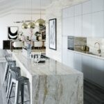 Isla de cocina toda cubierta con Dekton Arga