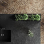 Isla de cuarzo visto de cerca Silestone Corktown