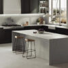 Isla de cocina toda cubierta con Silestone Ethereal Haze