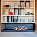 Dekton Nacre Cocina con encimera y estantería de porcelánico