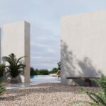 Fachada de exteriores revestida con pared porcelánico Dekton Argentium