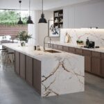 Combinación de madera y encimera de porcelánico Dekton Awake