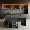 a black kitchen with Dekton Micron worktops and splashbacks