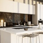 cocina blanca con salpicadero Naturamia Amarula
