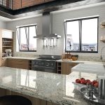 peninsula de cocina con granito Sensa Ice Blue