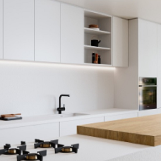 isla cocina Coverlam Bianco Supreme