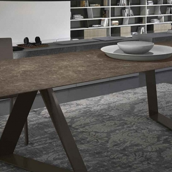 tope de mesa porcelanico Laminam Porfido Marrone