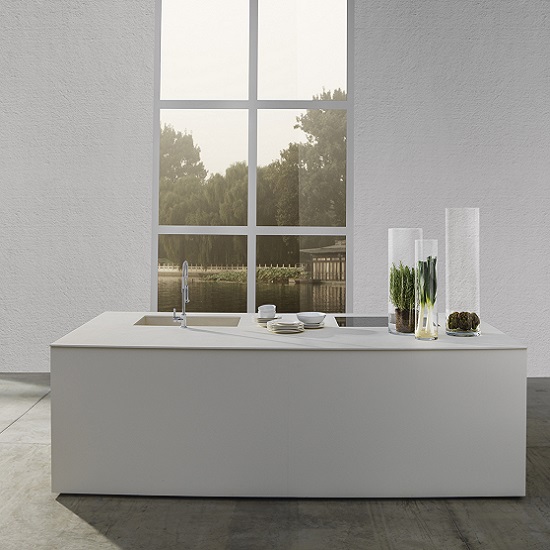encimera porcelánica blanca Laminam Calce Bianco