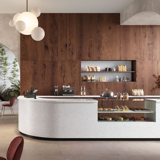 barra redonda Krion Bianco Classico