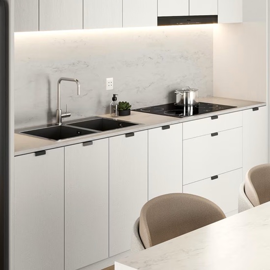 encimera Krion Bianco Cloud Porcelanosa aspecto mármol blanco