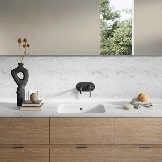 Lavabo Krion Bianco Cloud Porcelanosa aspecto mármol blanco