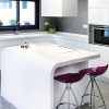 isla cocina redondeada Krion Snow White