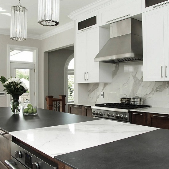 isla cocina Laminam Statuario Altissimo