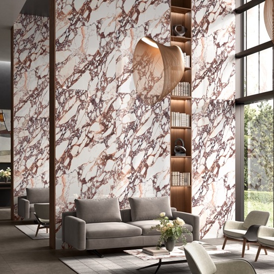 sala de estar Laminam Calacatta Viola