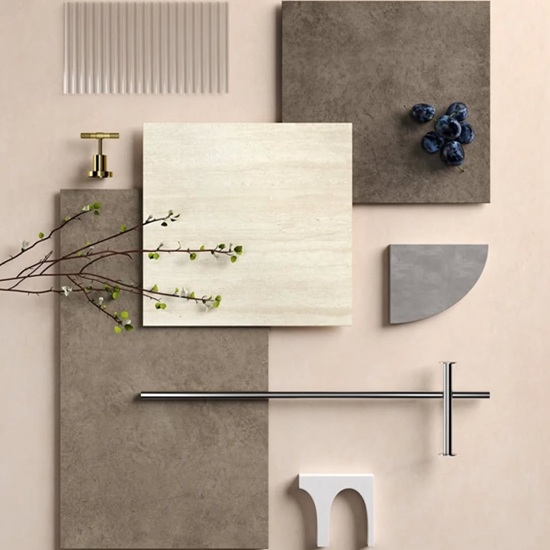 esquema diseño Laminam Travertino Bianco