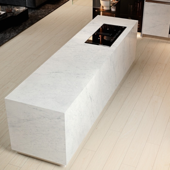 isla cocina cascada Coverlam Carrara