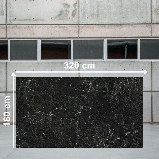 Losa de gran formato Arklam Caviar Green 320x160 cm para encimeras en Málaga.