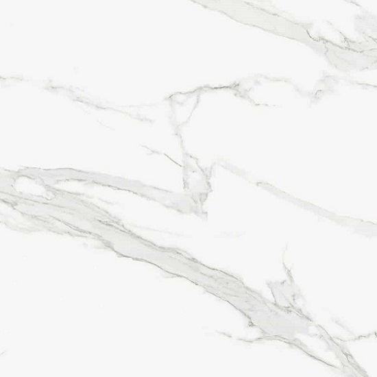 Textura detallada de encimera sinterizada Arklam Estatuario blanca con vetas para aplicaciones en Málaga.