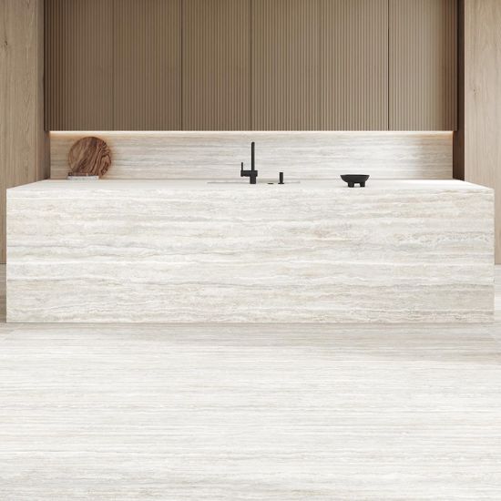 ncimera Arklam Nativa White Natural 12 mm en beige claro con vetas lineales para cocinas en Málaga.