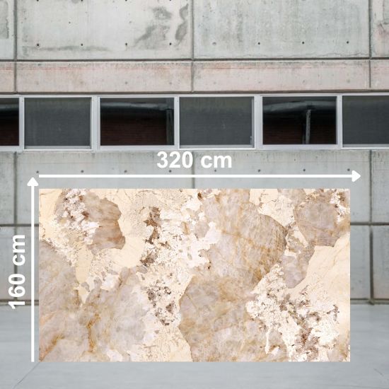 Losa de gran formato Arklam Patagonia Gold para encimeras a medida en Málaga.