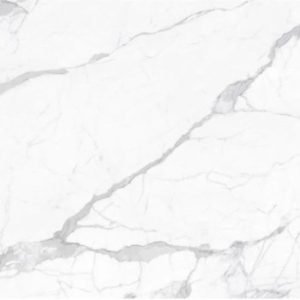 Textura detallada de Blaker Statuario Bernini blanca con vetas grises en patrón marmóreo intenso.