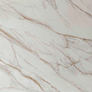 Textura detallada de Blaker Venatino Gold blanca con vetas doradas en patrón marmóreo intenso.