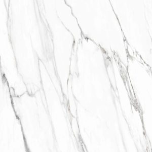 Textura detallada de Blaker Venatino Grey blanca con vetas grises en patrón marmóreo intenso.