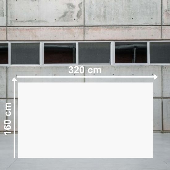 Losa grande de Blaker Blanco Sólido 320x160 cm blanca uniforme en almacén industrial.