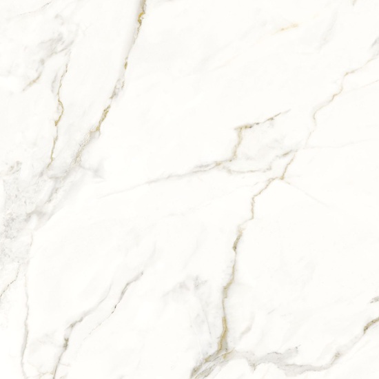 Textura detallada de Blaker Calacatta Oro blanca con vetas doradas en patrón marmóreo intenso.