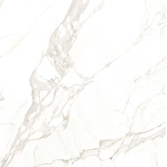 Textura detallada de Blaker Calacatta Sun blanca con vetas doradas en patrón marmóreo intenso.