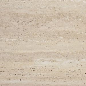 Textura detallada de Blaker Flaminio Dak beige con vetas horizontales en patrón travertino natural.