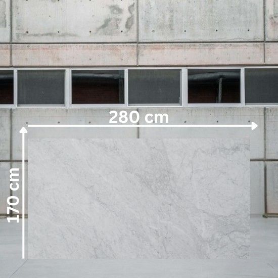 Losa de mármol Arctic White 280x170 cm para encimeras, islas y revestimientos grandes.