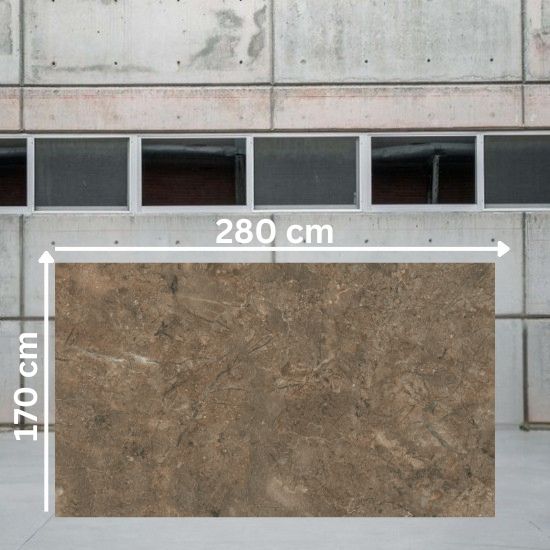 Superficie completa de Mármol Marrón Alhambra marrón con vetas horizontales en patrón natural intenso.