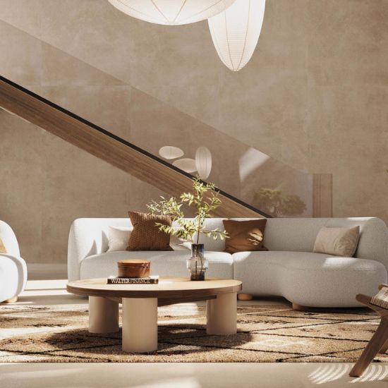 salon revestido con Venux Bellissima Beige