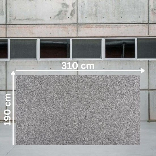sa jumbo de Granito Gris Quintana de 310 x 190 cm en gris con motas blancas y negras