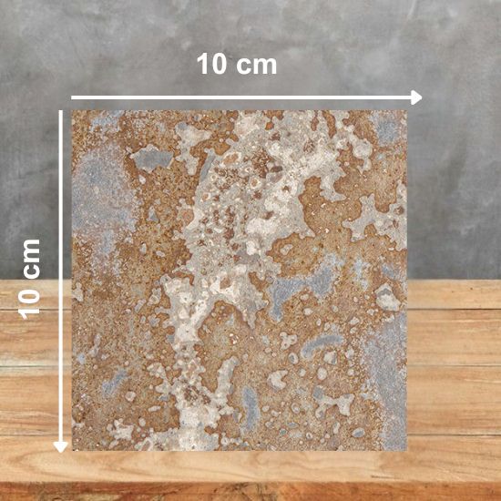 Muestra 10 x 10 cm de Pizarra Multicolor con vetas beige, marrón y gris