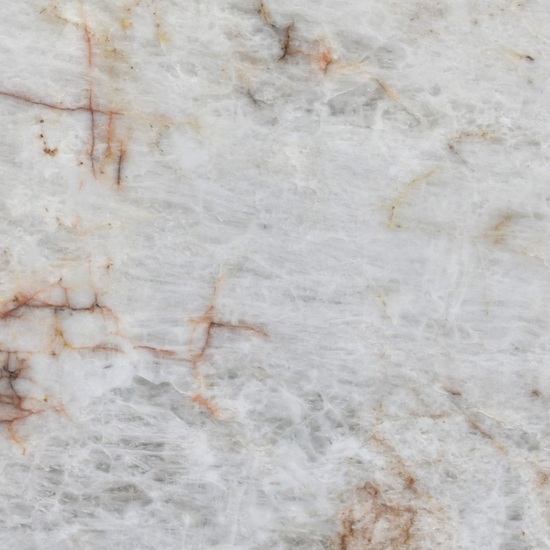 Cuarcita Cristalo traslúcida detalle textura blanca cristalina con vetas doradas