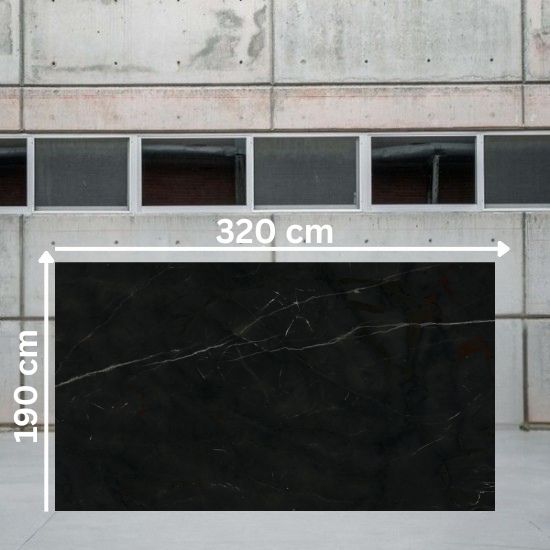 Placa jumbo cuarcita Naturamia Hydra 320x190 cm negra con vetas