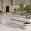sla de cocina en porcelánico Techlam Alhambra con árbol interior