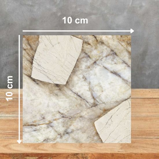 Muestra 10 x 10 cm de porcelánico Techlam Patagonia con vetas marrones