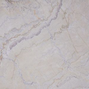 Cuarcita Terra Dolce Vita crema con vetas lila y doradas detalle textura
