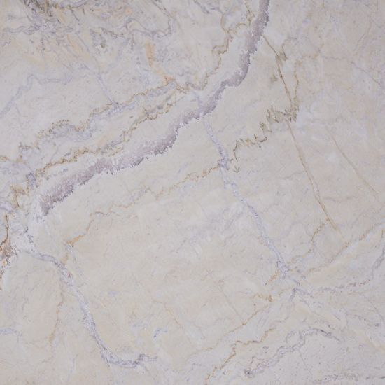 Cuarcita Terra Dolce Vita crema con vetas lila y doradas detalle textura