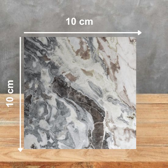 Muestra 10x10 cm cuarcita Terra Opalo con vetas multicolores