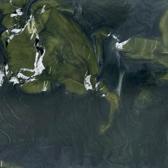 Cuarcita Terra Waraira detalle textura verde oscura con vetas blancas dramáticas