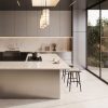 Isla de cocina con encimera ÉCLOS Landr mármol crema en cocina contemporánea