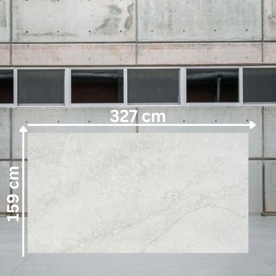 Placa jumbo ÉCLOS Vancor 327x159 cm blanco con vetas beige doradas