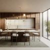 Isla de cocina con encimera ÉCLOS Vancor blanco y muebles de madera